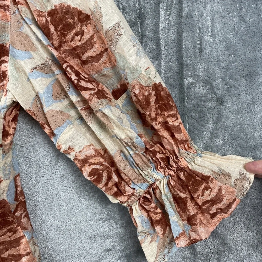 Free People I Found You Top‎ Womens Médium Floral Romantic Cottagecore Button Up